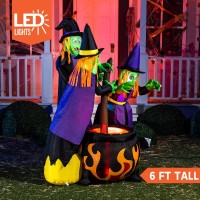 Joiedomi 6 Ft Tall Halloween Inflatables Three Witch Around Cauldron With Flame Light Inflatable Yard Decoration Blow Up Inflatables With Build-In Leds For Halloween Party Indoor  Outdoor Decorations