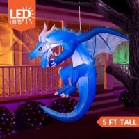 Joiedomi 5 Ft Halloween Inflatables Outdoor Decorations Halloween Inflatable Hanging Ice Dragon Halloween Blow Up For Yard With