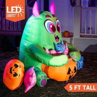 Joiedomi 5 Ft Halloween Inflatables Outdoor Decorations  Halloween Inflatable Monster With Build-In Leds Halloween Blow Up Decoration Halloween Party Decors Halloween Blow Ups For Yard