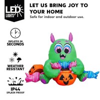 Joiedomi 5 Ft Halloween Inflatables Outdoor Decorations  Halloween Inflatable Monster With Build-In Leds Halloween Blow Up Decoration Halloween Party Decors Halloween Blow Ups For Yard