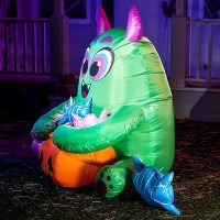 Joiedomi 5 Ft Halloween Inflatables Outdoor Decorations  Halloween Inflatable Monster With Build-In Leds Halloween Blow Up Decoration Halloween Party Decors Halloween Blow Ups For Yard