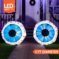 Joiedomi 3Ft Inflatable Large Set Of Eyes  Halloween Inflatable Light Up Eyeball With Build-In Leds  Blow Up Inflatable For Halloween Party Indoor  Outdoor  Yard  Garden  Lawn Decorations (Blue)