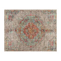 Distressed Medallion Area Rug 8 x 10 Gray Multi Polyester