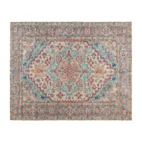 Distressed Vintage Medallion Area Rug 8 x 10 Blue Multi Polyester