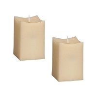 Simplux Squared Candle Wmoving Flame Set Of 2