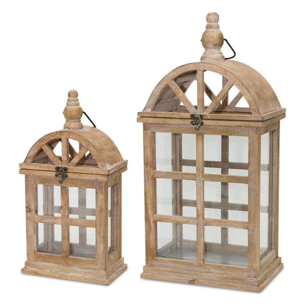 Lantern Set of 2 75L x 1475H 1025L x 215H Woodglass