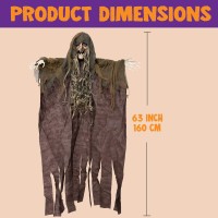 Joyin 63 Hanging Witch Halloween Decorations Outdoor Animatronics Animated Flying Witch Halloween Decor On Broom Sound Activ