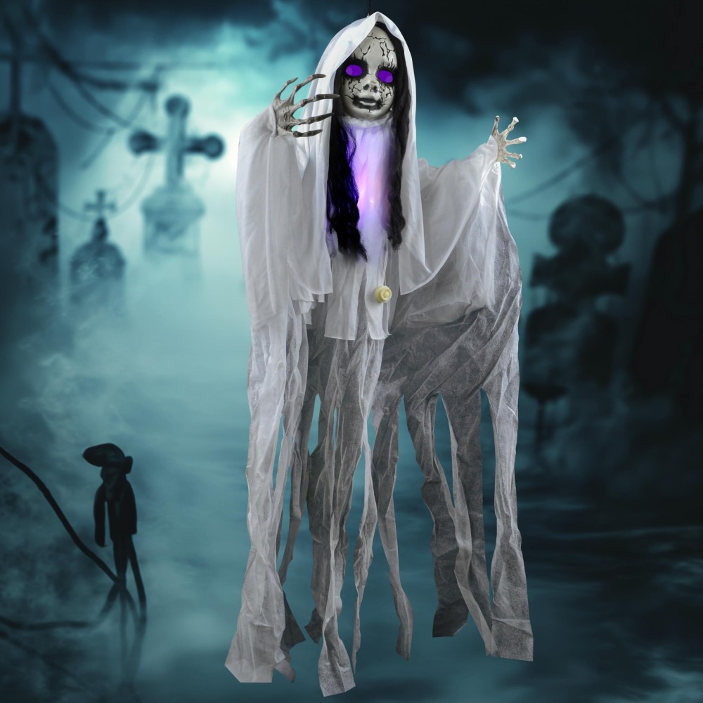 Joyin 43 Halloween Hanging Ghost Decoration Halloween Scary Hanging Ghost Girl With Lightup Head For Halloween Outdoor Yard