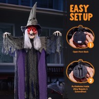 Joyin 84 Witch Halloween Decorations Outdoor Animated Talking Flying Standing Hanging Witch Halloween Decor Animatronics Sou