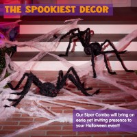 Joyin 2 Pack 4 Ft Halloween Spider Decorations Outdoor Halloween Giant Spiders Outside Decor Large Spider With Adjustable Legs