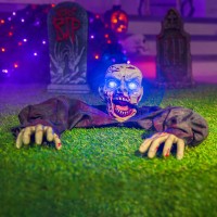 Joyin Halloween Outdoor Decoration Animated Zombie Groundbreaker With Creepy Sound And Flashing Eyes For Halloween Yard Lawn P