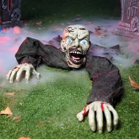 Joyin Halloween Outdoor Decoration Animated Zombie Groundbreaker With Creepy Sound And Flashing Eyes For Halloween Yard Lawn P