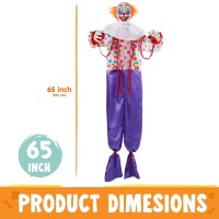 Joyin 65 Halloween Hanging Clown Decoration Neon Face Animated Led Talking Clown With Lightup Eyes And Creepy Sound For Hall