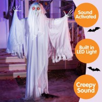 Joyin 67 Halloween Animated Ghost Decoration Standing Skeleton Ghost Prop With Lightup Eyes And Creepy Sound Sound Activati