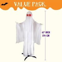 Joyin 67 Halloween Animated Ghost Decoration Standing Skeleton Ghost Prop With Lightup Eyes And Creepy Sound Sound Activati