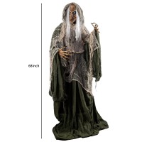 Joyin 68 Halloween Animatronics Clearance Scary Halloween Witch Decorations With Led Eyes And Creepy Sound Life Size Animate