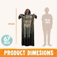 Joyin 67 Halloween Decorations Outdoor Life Size Animatronics Grim Reaper With Chain Soundactived Halloween Party Decoration