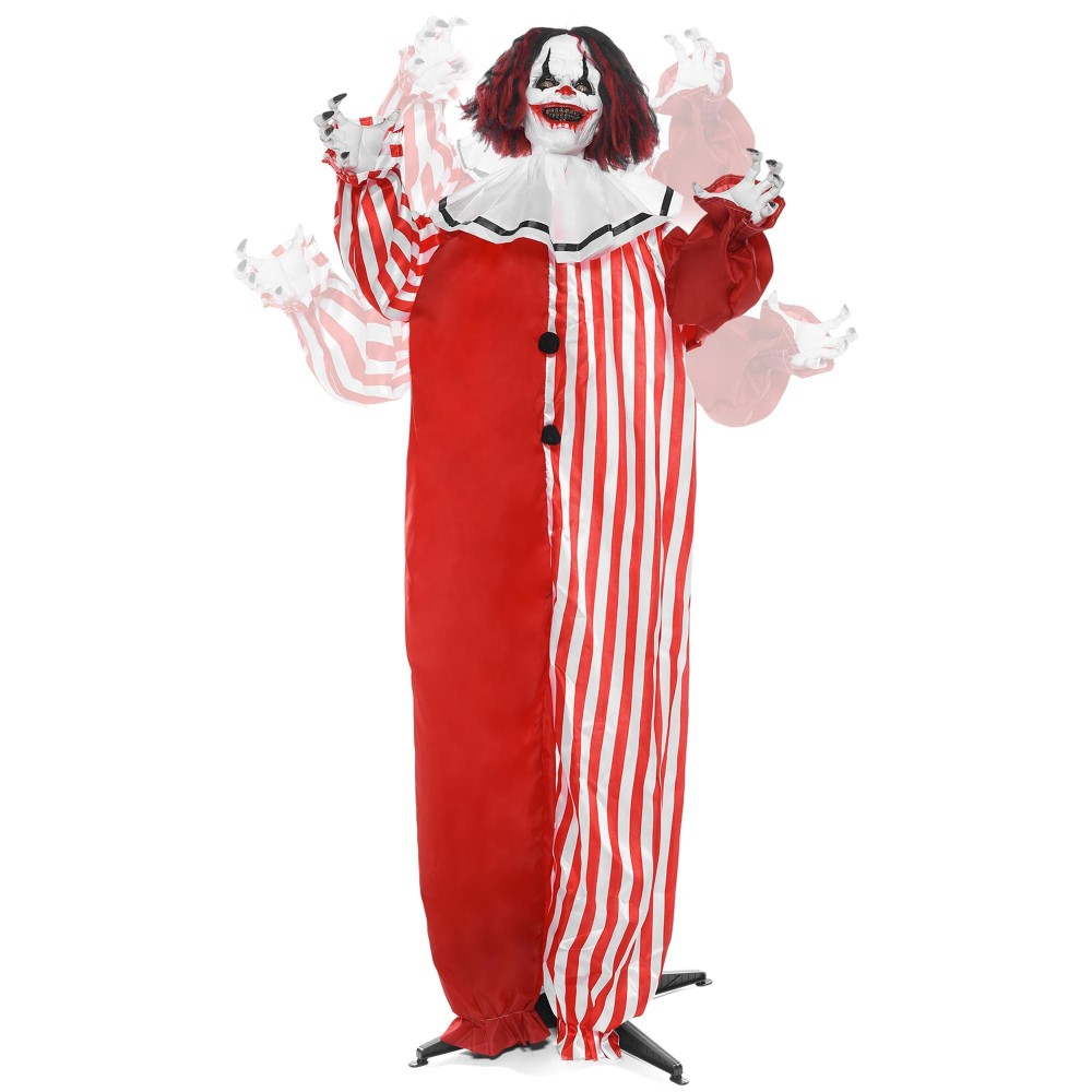 Joyin 68 Halloween Animatronics Clearance Scary Halloween Clown Decorations With Led Eyes And Creepy Sound Life Size Animate