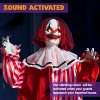 Joyin 68 Halloween Animatronics Clearance Scary Halloween Clown Decorations With Led Eyes And Creepy Sound Life Size Animate