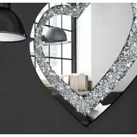 Dmdfirst Crystal Crush Diamond Heart Shaped Silver Mirror For Wall Decoration 20X20X1 Inch Wall Hang Frameless Mirror Acrylic Di