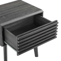 Modway Render Mid-Century Modern End Table Or Nightstand In Charcoal, 15 X 19 X 21.5