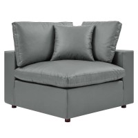 Commix Down Filled Overstuffed Vegan Leather Corner Chair