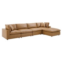 Commix Down Filled Overstuffed Vegan Leather 5Piece Sectional Sofa