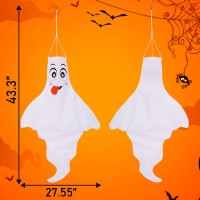 3Pcs Halloween Decorations Outdoor Led Ghost Windsock Hanging Decor Hallowmas Wind Sock Yard Tree Party Suppliesno Batteries