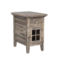 Jofran Inc. Rustic Shores Farmhouse Usb Charging End Table With Storage, Grey Wash