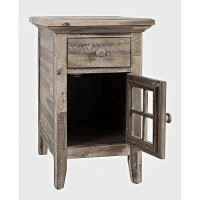 Jofran Inc. Rustic Shores Farmhouse Usb Charging End Table With Storage, Grey Wash