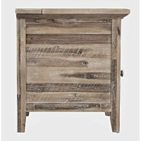 Jofran Inc. Rustic Shores Farmhouse Usb Charging End Table With Storage, Grey Wash