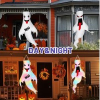 2Pcs 47 Halloween Ghost Windsocks Decorations With Led Light Outdoor Halloween Decorations Hanging Ghost Windsocks D Cor For