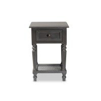 Baxton Studio Sheldon Modern and Contemporary Vintage Grey Finished Wood 1Drawer Nightstand