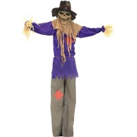 Haunted Hill Farm Scary Scarecrow Animatronic With Touch Activated Lights And Sound Indoor Or Covered Outdoor Halloween Decorat