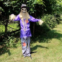 Haunted Hill Farm Scary Scarecrow Animatronic With Touch Activated Lights And Sound Indoor Or Covered Outdoor Halloween Decorat