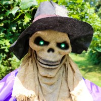 Haunted Hill Farm Scary Scarecrow Animatronic With Touch Activated Lights And Sound Indoor Or Covered Outdoor Halloween Decorat