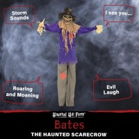 Haunted Hill Farm Scary Scarecrow Animatronic With Touch Activated Lights And Sound Indoor Or Covered Outdoor Halloween Decorat