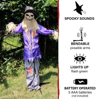 Haunted Hill Farm Scary Scarecrow Animatronic With Touch Activated Lights And Sound Indoor Or Covered Outdoor Halloween Decorat