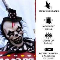 Haunted Hill Farm Scary Talking Groundbreaker Clown Halloween Animatronic With Motion And Touch Activated Lights And Sounds Ba