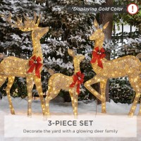 Best Choice Products 3Piece Large Lighted Christmas Deer Family Set 5Ft Outdoor Yard Decoration With 360 Led Lights Stakes Zi