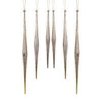 Glass Icicle Ornament Set Of 6