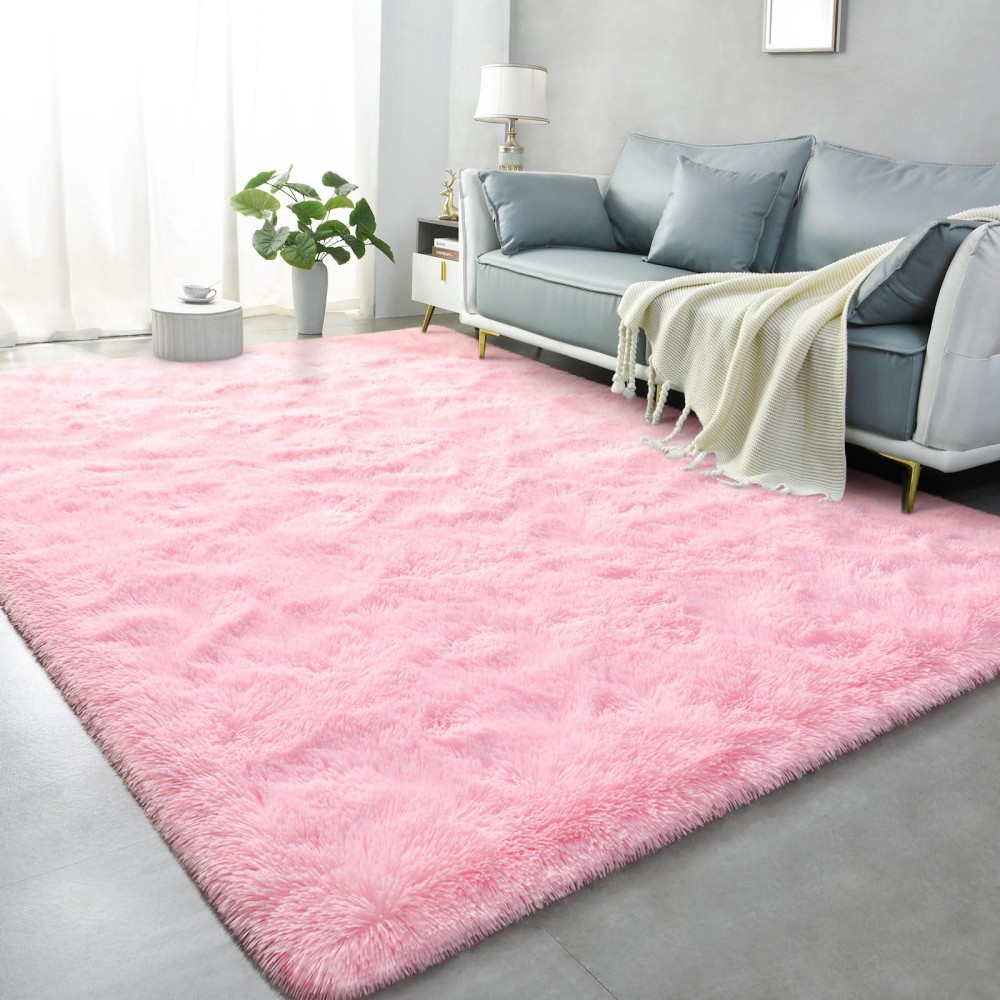 Lascpt Super Soft Shag Area Rug For Living Room 6X9 Ft Pink Rug For Girls Bedroom Modern Plush Throw Rug For Kids Room Fuzzy