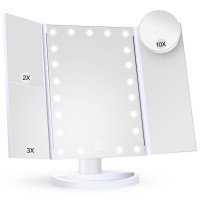 Makeup Mirror Vanity Mirror With Lights 2X 3X 10X Magnification Lighted Makeup Mirror Touch Control Trifold Makeup Mirror D