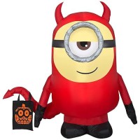 Gemmy Airblown Inflatable Minion Stuart Devil  3.5 Ft Tall  Red