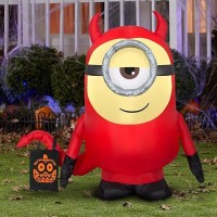 Gemmy Airblown Inflatable Minion Stuart Devil  3.5 Ft Tall  Red