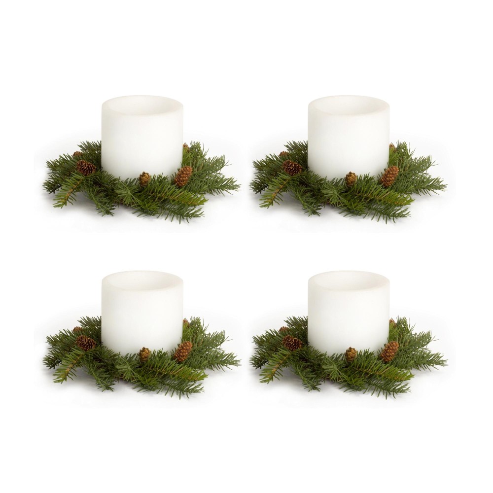 Pine Candle Wreath Set of 4