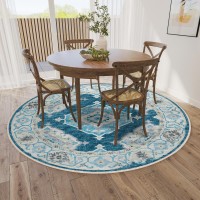 IndoorOutdoor Marbella MB1 Indigo Washable 8 x 8 Round Rug