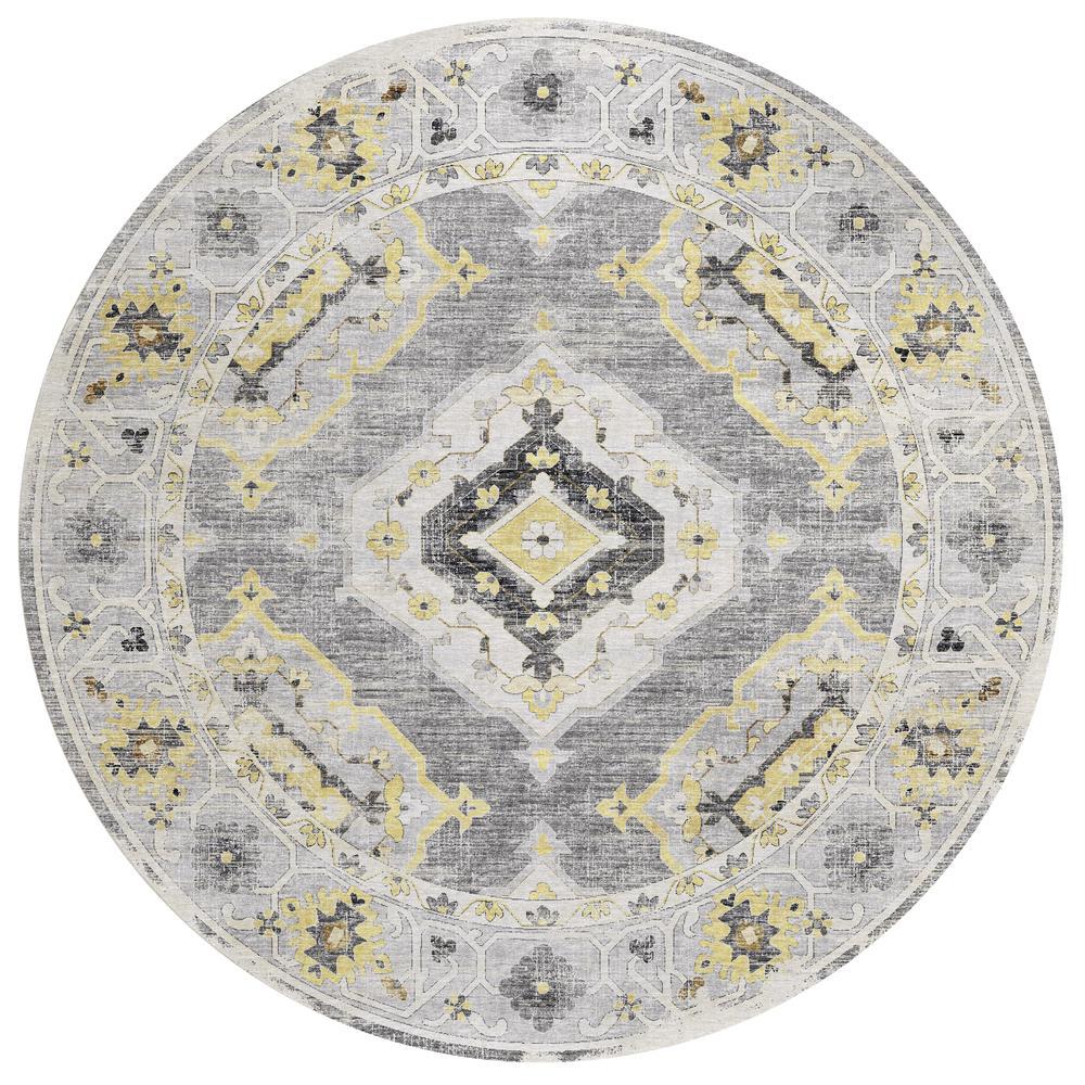 IndoorOutdoor Marbella MB1 Grey Washable 8 x 8 Round Rug