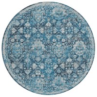 IndoorOutdoor Marbella MB4 Navy Washable 8 x 8 Round Rug