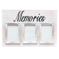 Elegant Designs 3 Photo Collage Frame 4x6 Picture Frame White Wash Memories